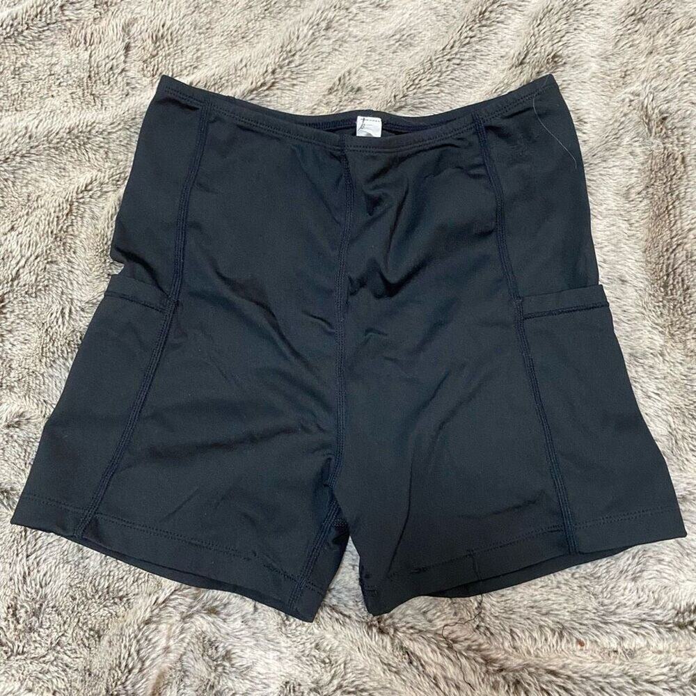 Black Athletic Bike Shorts With Side Pockets | Sz S View 2